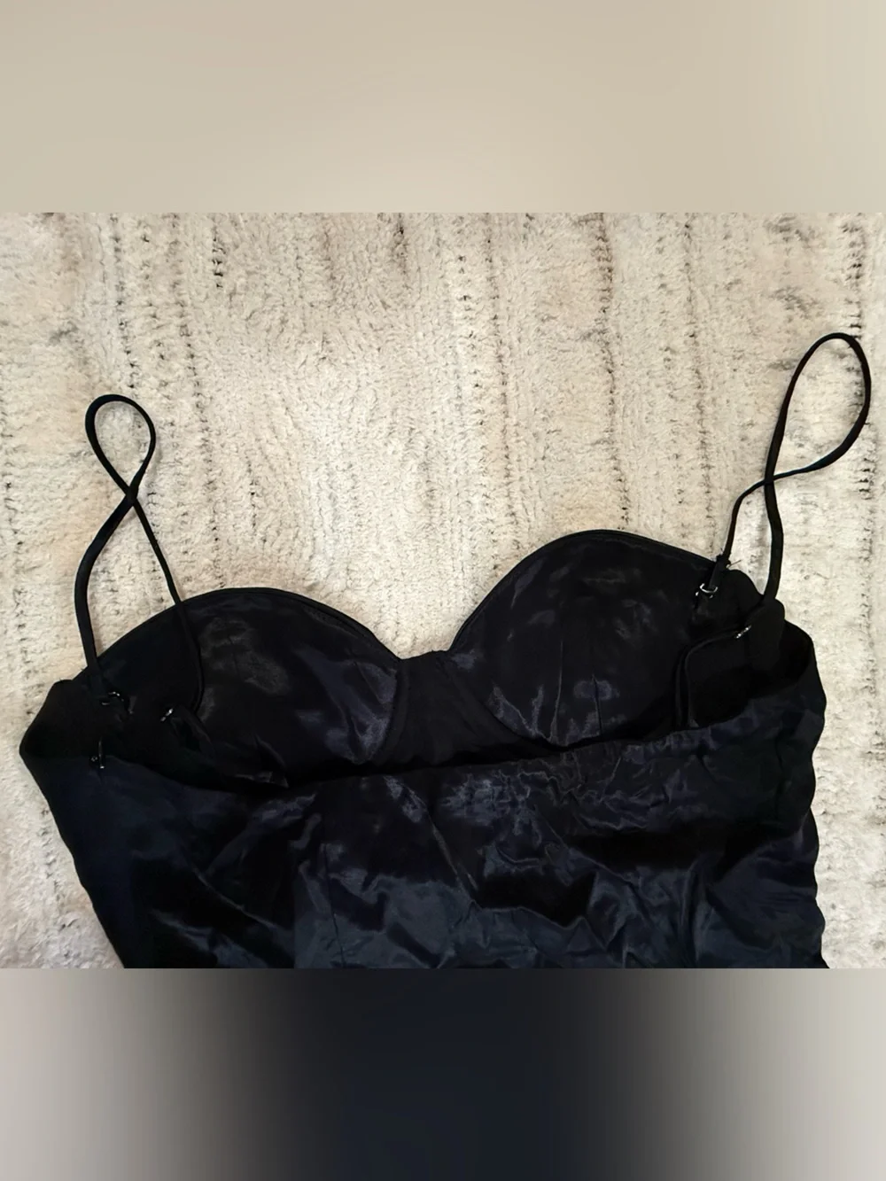 Zara Satin Bustier Bodysuit Black Corset Underwire Strappy Size Medium